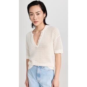 Varley Women's Callie Knit Top Cotton Cream Size S NWT $110